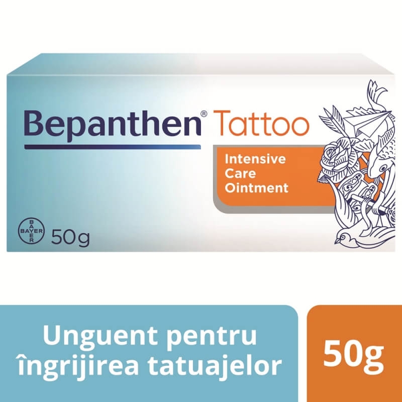 Unguent pentru ingrijirea tatuajelor Bepanthen Tattoo, 50 g, Bayer Unguent pentru ingrijirea tatuajelor Bepanthen Tattoo, 50 g, Bayer