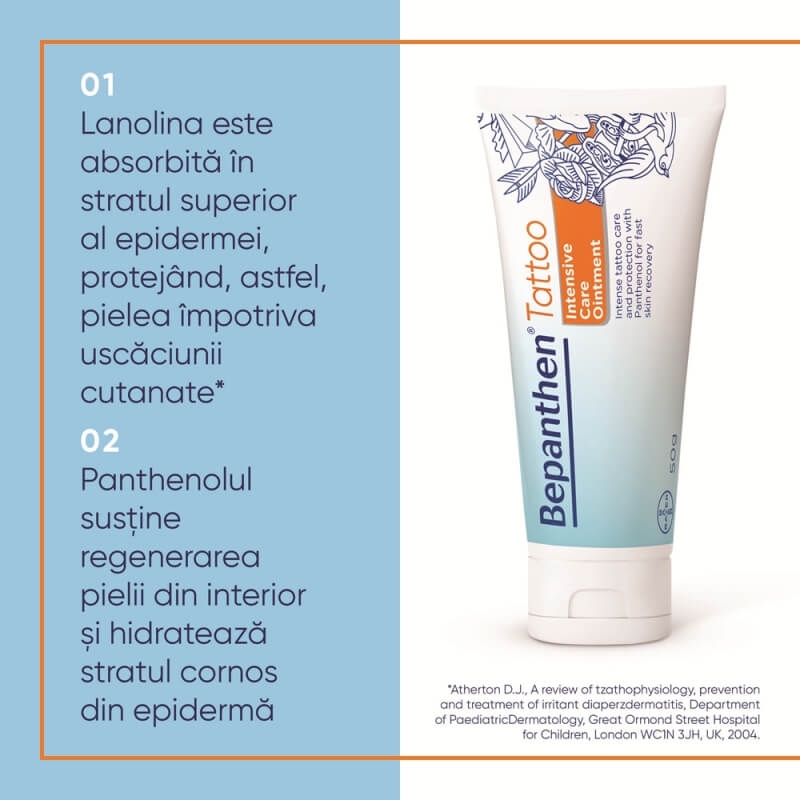 Unguent pentru ingrijirea tatuajelor Bepanthen Tattoo, 50 g, Bayer Unguent pentru ingrijirea tatuajelor Bepanthen Tattoo, 50 g, Bayer