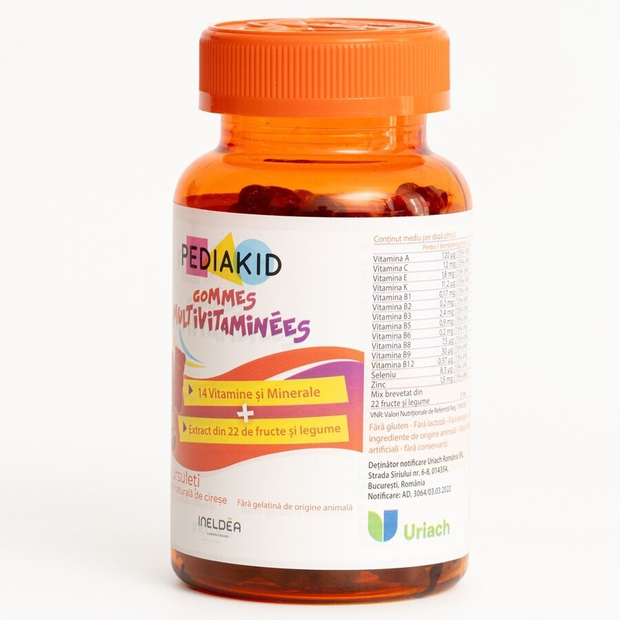 Ursuleti gumati cu vitamine si minerale, 60 ursuleti, Pediakid Ursuleti gumati cu vitamine si minerale, 60 ursuleti, Pediakid