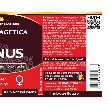 Venus, 30 capsule, Herbagetica Venus, 30 capsule, Herbagetica