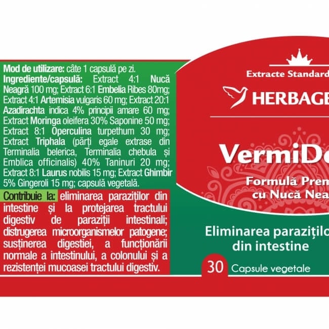 Vermidetox, 30 capsule, Herbagetica Vermidetox, 30 capsule, Herbagetica