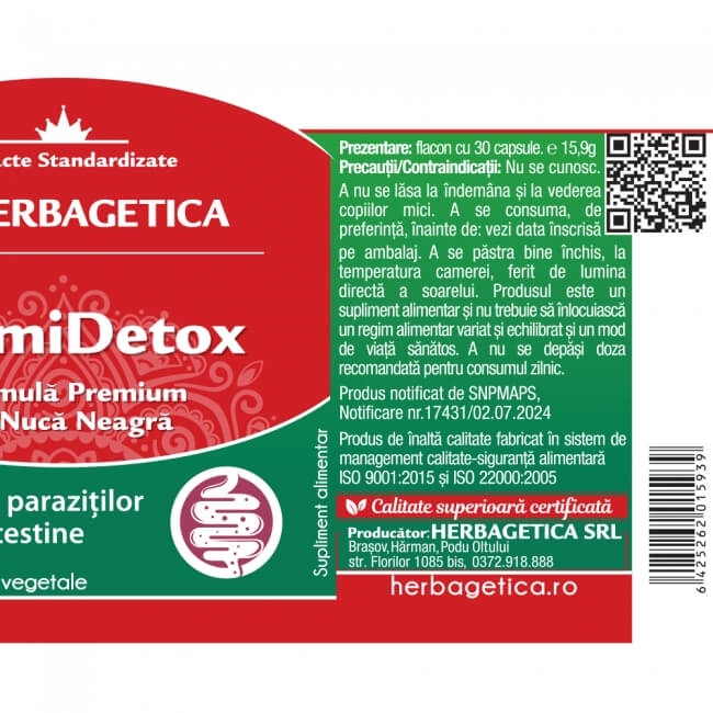 Vermidetox, 30 capsule, Herbagetica Vermidetox, 30 capsule, Herbagetica