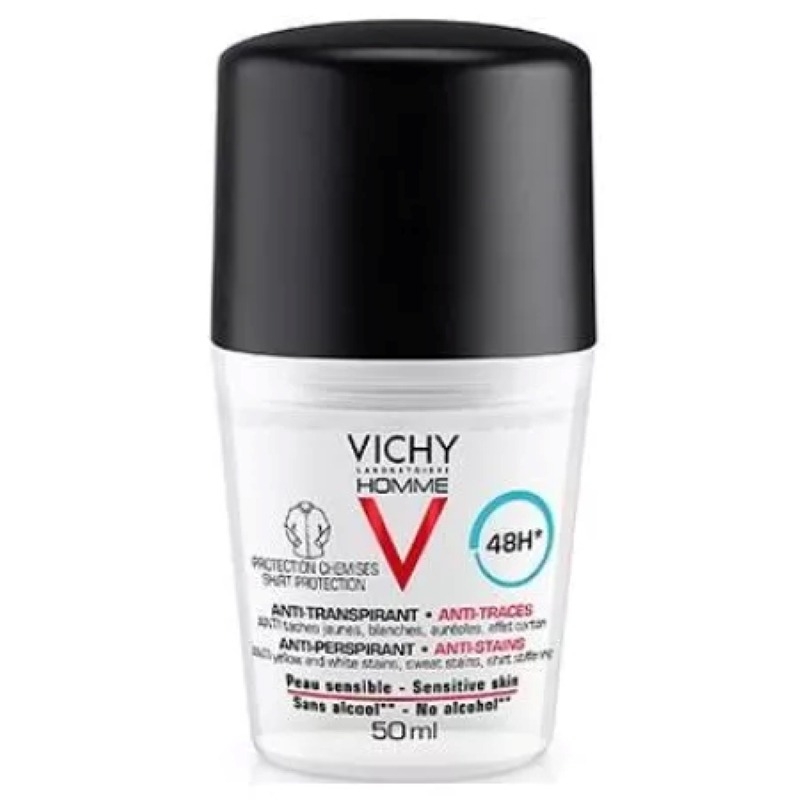 Homme Roll-on antiperspirant cu eficacitate 48h anti-urme, 50ml, Vichy Homme Roll-on antiperspirant cu eficacitate 48h anti-urme, 50ml, Vichy