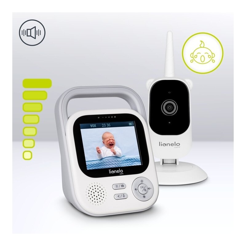Video monitor, Lionelo, Babyline 3.2, Full HD, Comunicare bidirectionala, 2.8 inch, Cu sunete si mod de noapte, Cu 5 niveluri de detectare a sunetului, Alb Video monitor, Lionelo, Babyline 3.2, Full HD, Comunicare bidirectionala, 2.8 inch, Cu sunete si mod de noapte, Cu 5 niveluri de detectare a sunetului, Alb