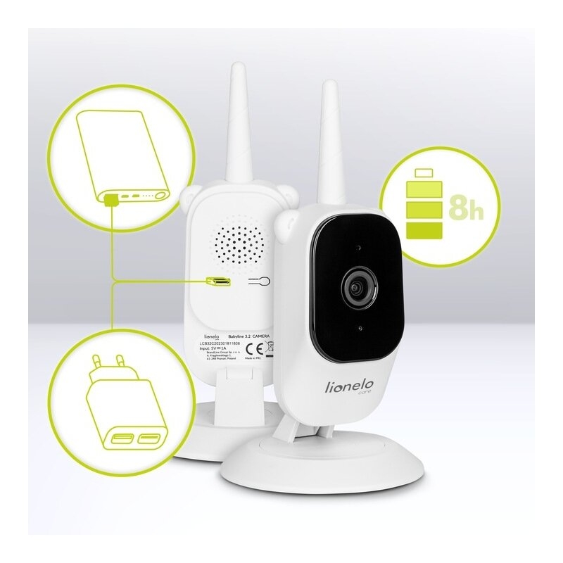 Video monitor, Lionelo, Babyline 3.2, Full HD, Comunicare bidirectionala, 2.8 inch, Cu sunete si mod de noapte, Cu 5 niveluri de detectare a sunetului, Alb Video monitor, Lionelo, Babyline 3.2, Full HD, Comunicare bidirectionala, 2.8 inch, Cu sunete si mod de noapte, Cu 5 niveluri de detectare a sunetului, Alb