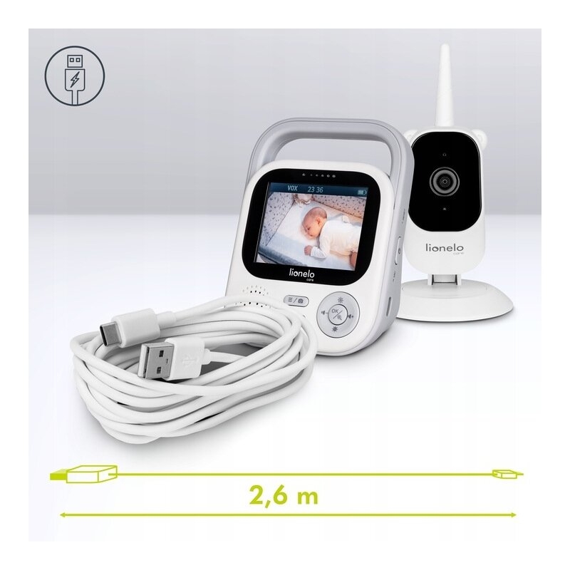 Video monitor, Lionelo, Babyline 3.2, Full HD, Comunicare bidirectionala, 2.8 inch, Cu sunete si mod de noapte, Cu 5 niveluri de detectare a sunetului, Alb Video monitor, Lionelo, Babyline 3.2, Full HD, Comunicare bidirectionala, 2.8 inch, Cu sunete si mod de noapte, Cu 5 niveluri de detectare a sunetului, Alb