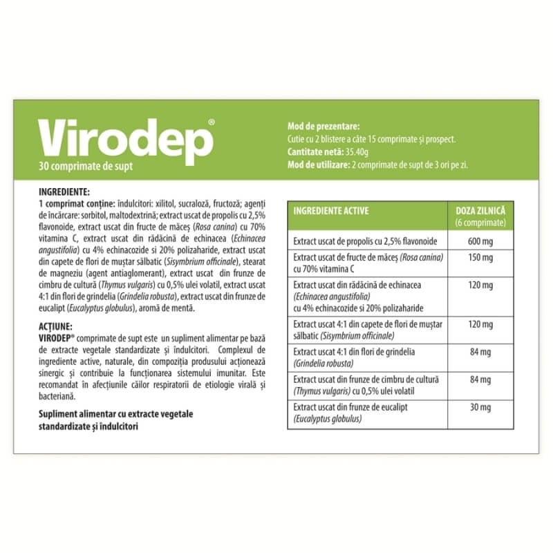 Virodep, 30 comprimate de supt, Dr. Phyto Virodep, 30 comprimate de supt, Dr. Phyto