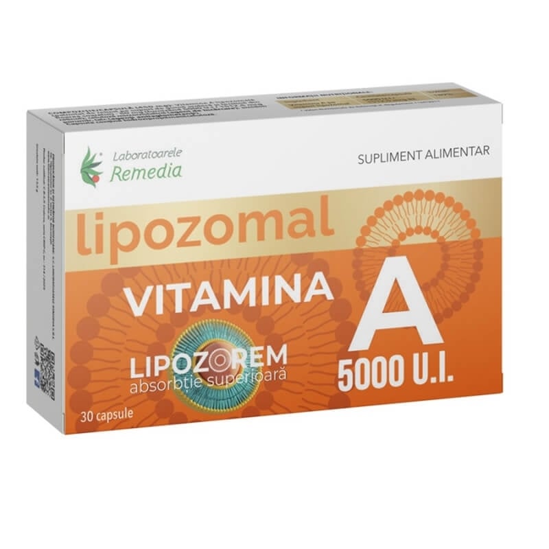 Vitamina A lipozomal 5000 UI, 30 capsule, Remedia Vitamina A lipozomal 5000 UI, 30 capsule, Remedia