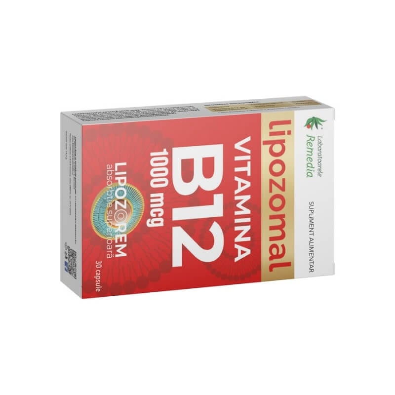 Vitamina B12 lipozomal 1000 mcg, 30 capsule, Remedia Vitamina B12 lipozomal 1000 mcg, 30 capsule, Remedia