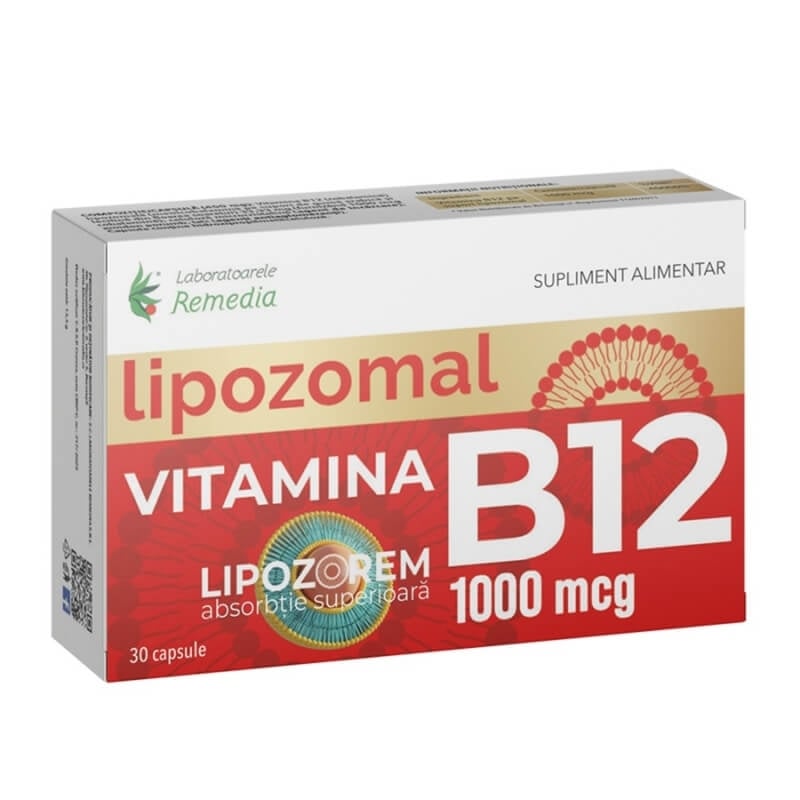 Vitamina B12 lipozomal 1000 mcg, 30 capsule, Remedia Vitamina B12 lipozomal 1000 mcg, 30 capsule, Remedia