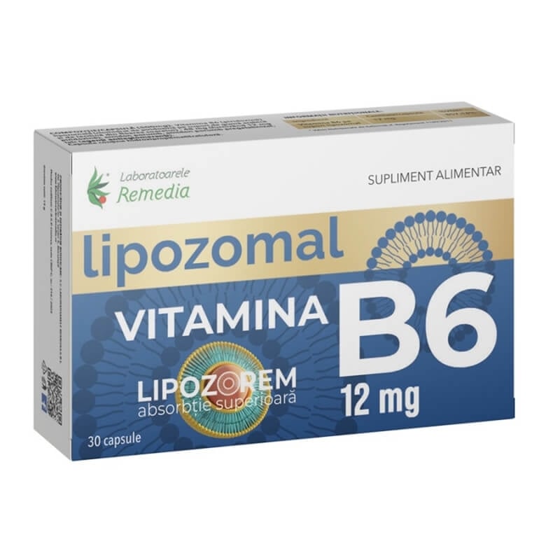 Vitamina B6 lipozomal 12 mg, 30 capsule, Remedia Vitamina B6 lipozomal 12 mg, 30 capsule, Remedia