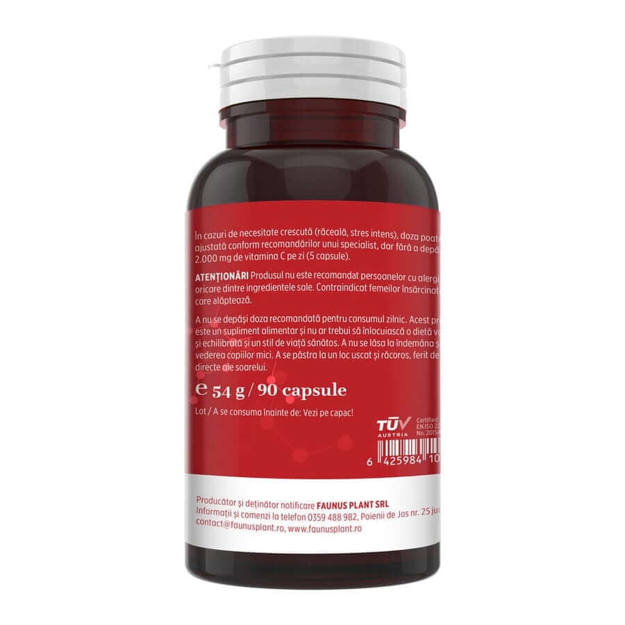 Vitamina C lipozomala cu extract de macese, 90 capsule, Faunus Plant Vitamina C lipozomala cu extract de macese, 90 capsule, Faunus Plant
