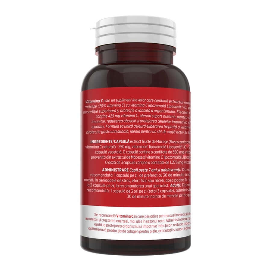 Vitamina C lipozomala cu extract de macese, 90 capsule, Faunus Plant Vitamina C lipozomala cu extract de macese, 90 capsule, Faunus Plant
