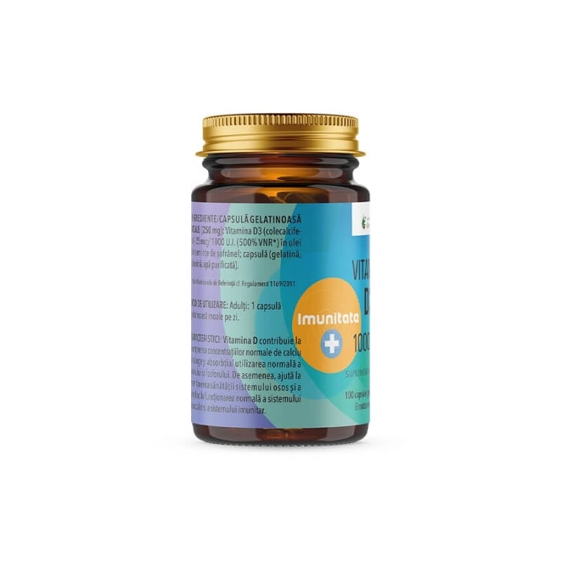Vitamina D3 1000 UI, 100 capsule moi, Remedia Vitamina D3 1000 UI, 100 capsule moi, Remedia