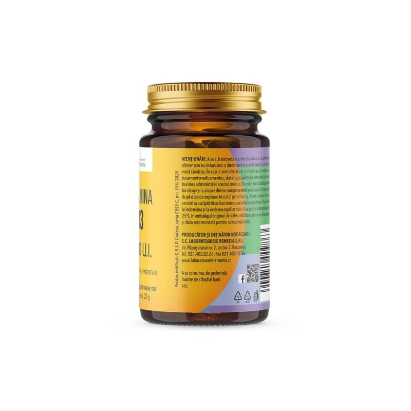 Vitamina D3 2000 UI, 100 capsule moi, Remedia Vitamina D3 2000 UI, 100 capsule moi, Remedia
