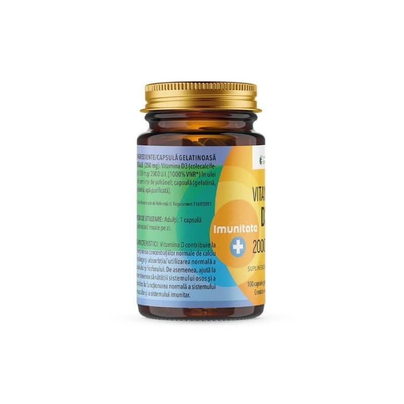 Vitamina D3 2000 UI, 100 capsule moi, Remedia Vitamina D3 2000 UI, 100 capsule moi, Remedia