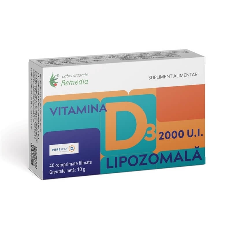 Vitamina D3 lipozomala 2000 UI, 40 comprimate, Remedia