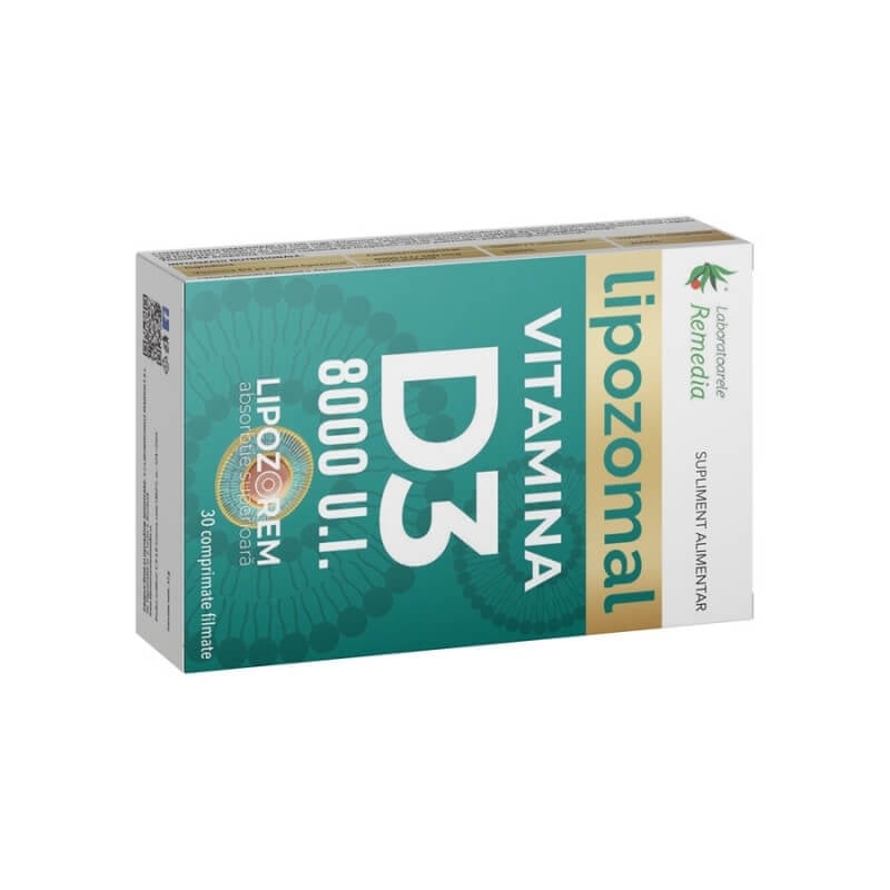 Vitamina D3 lipozomal 8000 UI, 30 comprimate, Remedia