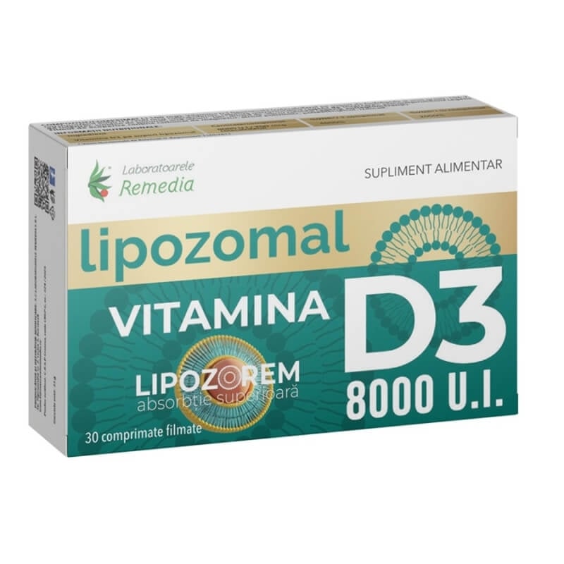 Vitamina D3 lipozomal 8000 UI, 30 comprimate, Remedia