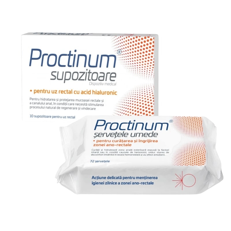 Proctinum 10 supozitoare + Servetele umede 72 bucati, Zdrovit Proctinum 10 supozitoare + Servetele umede 72 bucati, Zdrovit