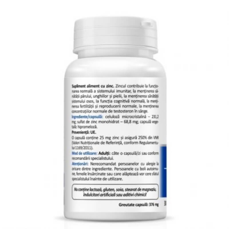 Zinc 25 sulfat de zinc 25 mg, 30 capsule, Zenyth Zinc 25 sulfat de zinc 25 mg, 30 capsule, Zenyth