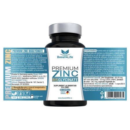 Zinc bisglicinat Premium 83.35 mg, 60 capsule, Boost4Life Zinc bisglicinat Premium 83.35 mg, 60 capsule, Boost4Life