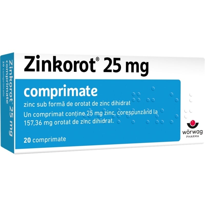 Zinkorot 25 mg, 20 comprimate, Worwag Zinkorot 25 mg, 20 comprimate, Worwag